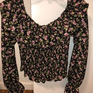 Off the shoulder floral shirt